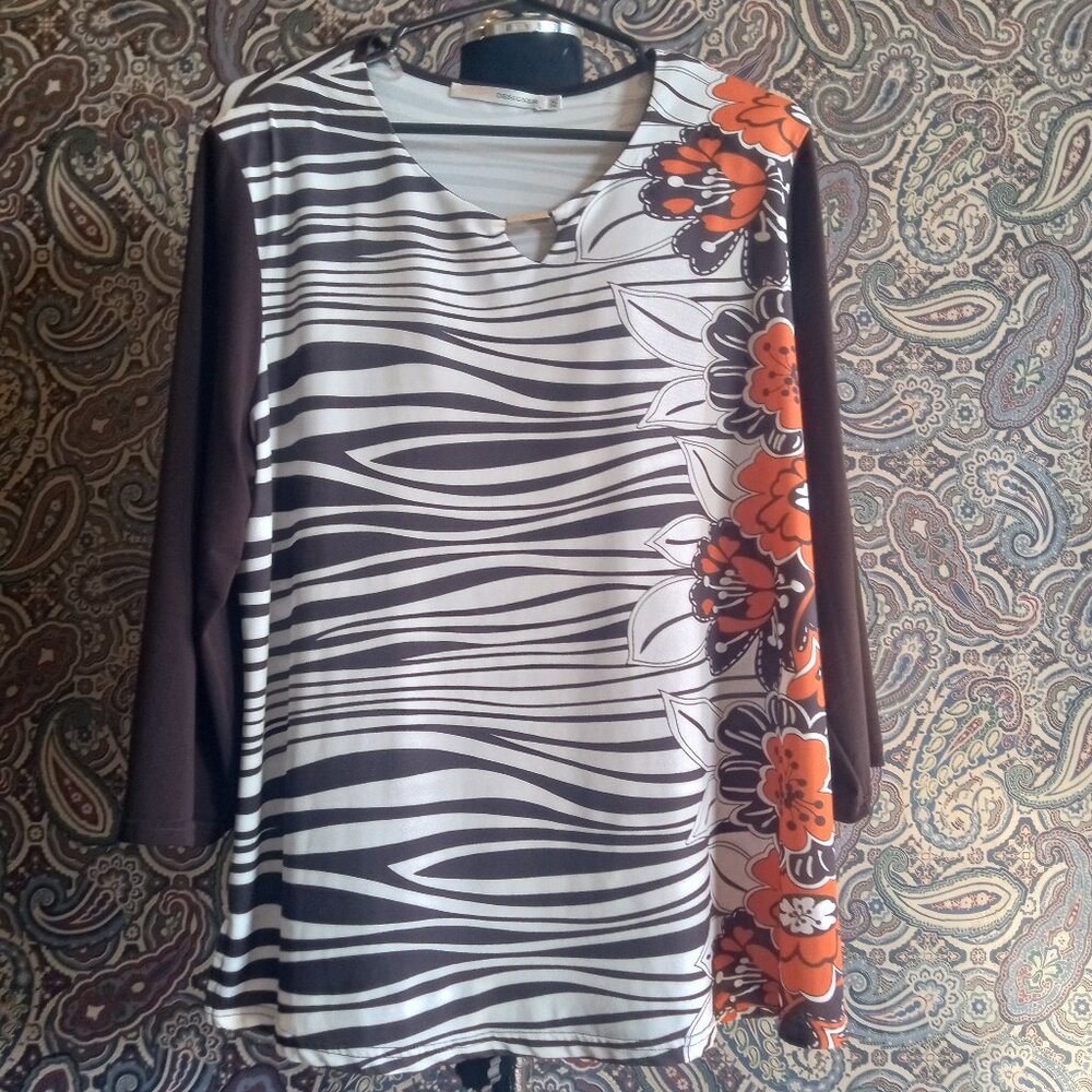 Long Sleeve Solid White With Flower Design Women Designer Brand XL Shirt